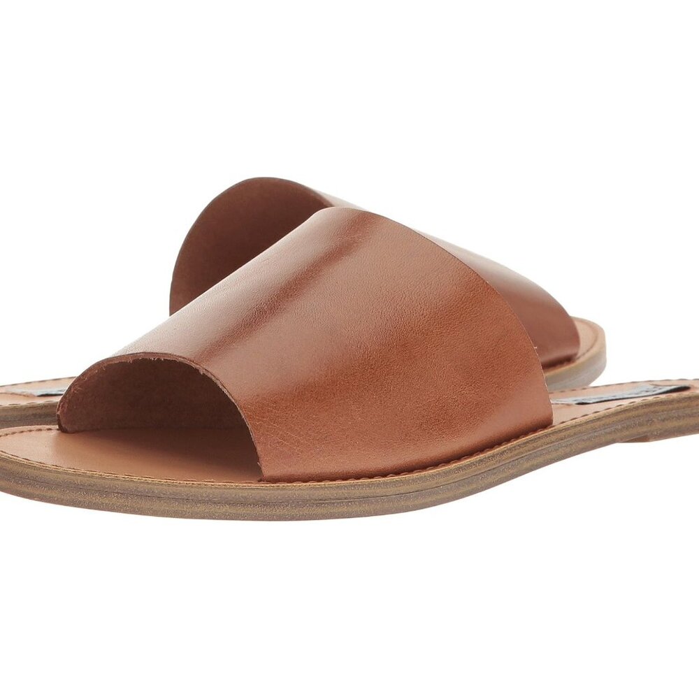 Steve Madden Brown Leather Slide Sandals